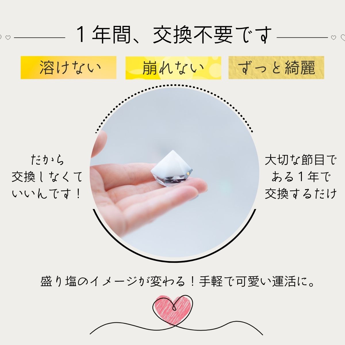 【交換不要 盛り塩 ダイヤ型 2個セット】ヒマラヤソルト&ローズクオーツ × モリオン|恋愛運・癒し・魔除け 守護 開運インテリア