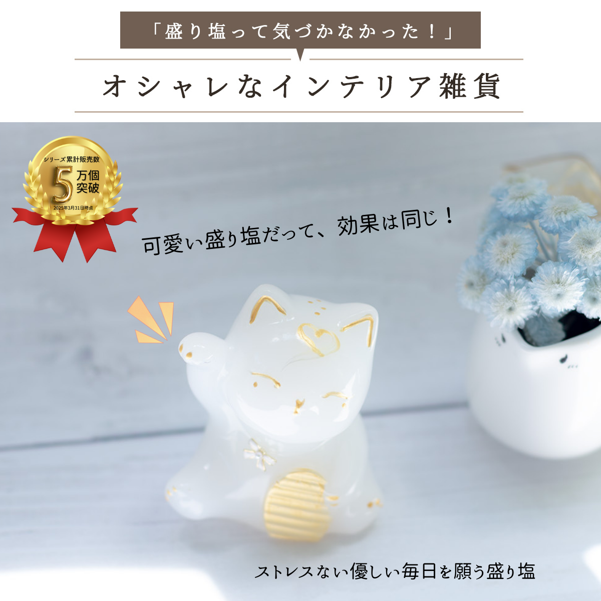 【商売繁盛・金運招福】びなっち工房手描き顔入れ|交換不要盛り塩付き招き猫(単品/皿付き)|古代中国「塩の物語」由来