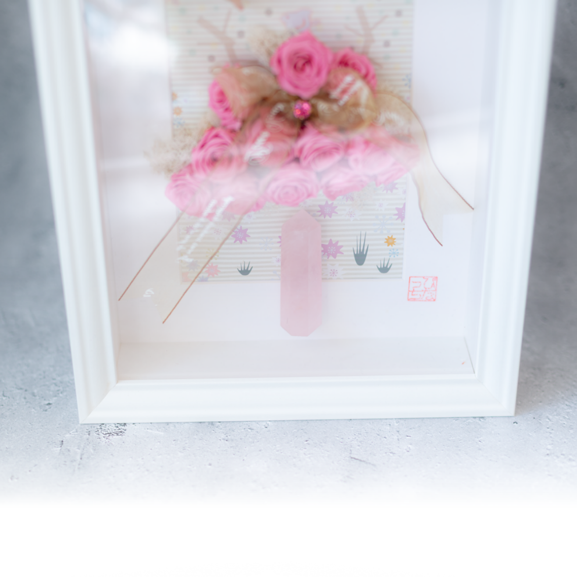 プリザーブドフラワー オルゴナイト ローズクォーツ 六角柱 ハート ピンク フラワーボックス 開運 インテリア ＼オーダー制作５日間／ 母の日 プレゼント 新築祝い 女性 ギフト