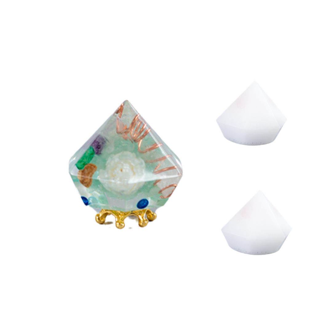 選べる天然石 ミニダイヤ型オルゴナイト 交換しない盛り塩 セット ローズクオーツ入り 風水 開運 インテリア お守り 浄化 玄関 寝室 デスク プレゼント ギフト 女性 びなっち BENACHI