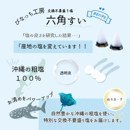 【選べる天然石16種類】1年交換不要 盛り塩 六角すいバラエティセット｜制作期間5日間｜2個〜5個選択可