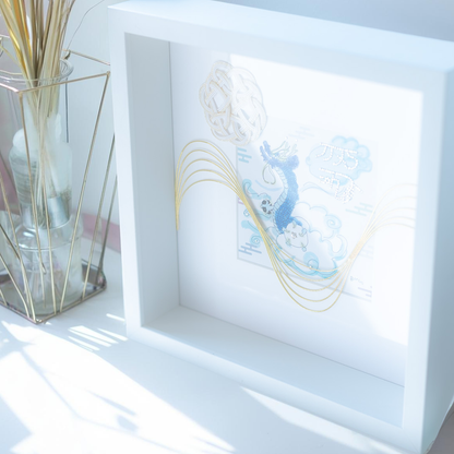 昇龍 龍体文字 アクアマリン 入り 交換不要 盛り塩 セット 開運 絵画 風水 インテリア 手描き 龍の絵 ラインストーン 手作業 一点物 気の流れを整える びなっち オリジナル