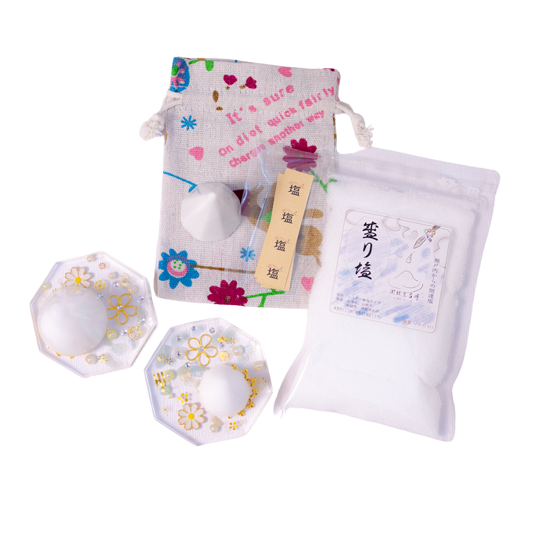 交換不要 盛り塩 セット 八角皿 風水オルゴナイト 粗塩100g 固め器 布袋付き 初めてでも作れる 開運 厄除け 玄関 置物 ギフト 風水 水晶