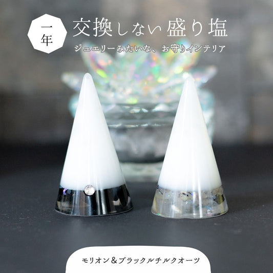 【最強の魔除け＆金運引き寄せ】モリオン＆ブラックルチルクオーツ風水盛り塩セット｜邪気払いと財運向上のための守護インテリア