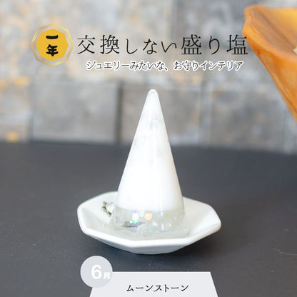 交換不要盛り塩【女性性とご縁の石】ムーンストーン入り｜風水・恋愛運・直感力｜寝室・パウダールーム・玄関におすすめ