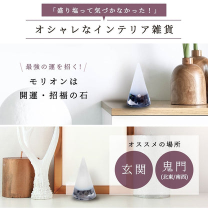 【最強の魔除け＆金運引き寄せ】モリオン＆ブラックルチルクオーツ風水盛り塩セット｜邪気払いと財運向上のための守護インテリア