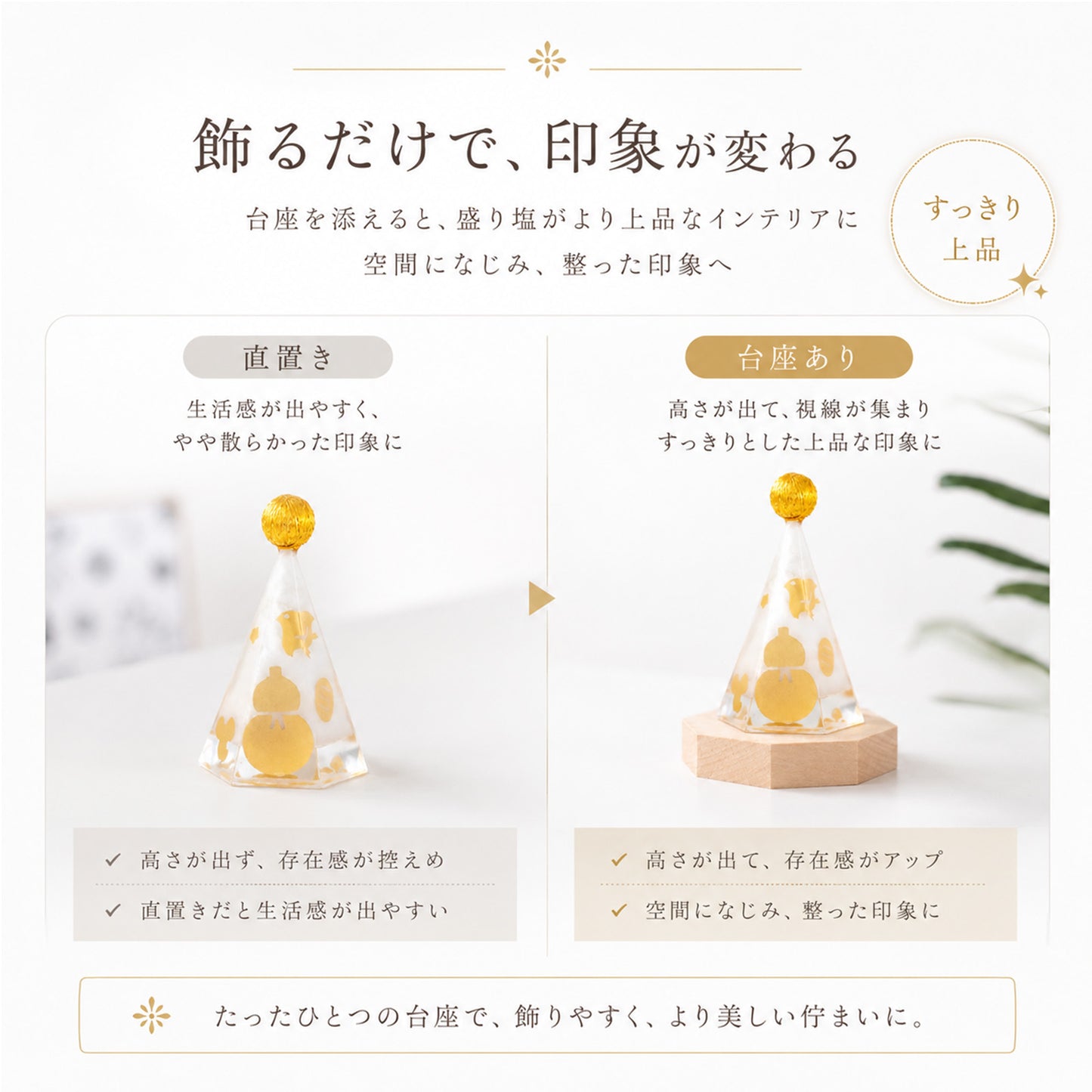 木製八角台座 中8cm｜盛り塩・オルゴナイトの飾り台に最適 風水おすすめ 浄化インテリア 天然木プレート