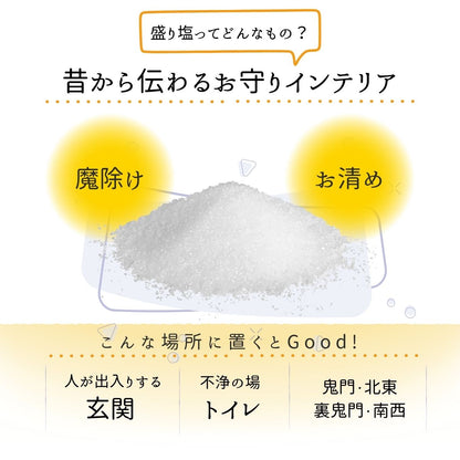 【豪華開運セット】交換不要 盛り塩 水晶入りゴールドツートン2個＋八角皿＋アメジスト入り円錐オルゴナイト 浄化・金運・癒し