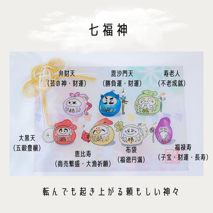 【開運アート】転んでも起き上がる〈だるま七福神〉縁起物｜風水インテリア 額装アート 福招き 魔除け 厄除け ギフト 新築祝い 開店祝い