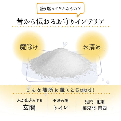 シトリン交換不要盛り塩 ミニ円錐型 2個八角皿セット｜金運・商売繁盛・浄化・開運インテリア