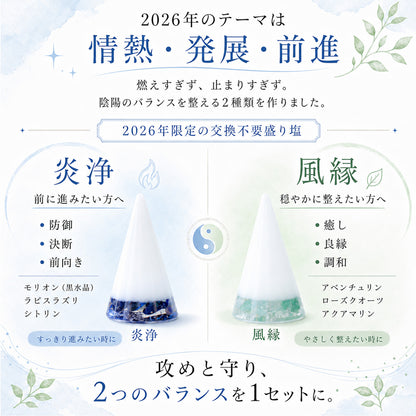 盛り塩 オルゴナイト 2026年度 円錐 ゴールド入り 2個・3個セット｜風水 開運 インテリア置物