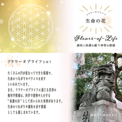 フラワーオブライフ 幸せのお守りチャーム 開運 バッグチャーム キーホルダー 神聖幾何学 生命の花 魔除け かわいい 花モチーフ ゴールド ブラック ホワイト レディース ギフト BENACHI
