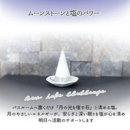 交換不要盛り塩【女性性とご縁の石】ムーンストーン入り｜風水・恋愛運・直感力｜寝室・パウダールーム・玄関におすすめ