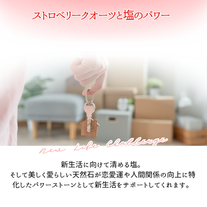交換不要盛り塩【恋愛運と魅力UP】ストロベリークオーツ入り｜可愛い開運アイテム｜恋愛成就・魅力開花・自分を愛する心に