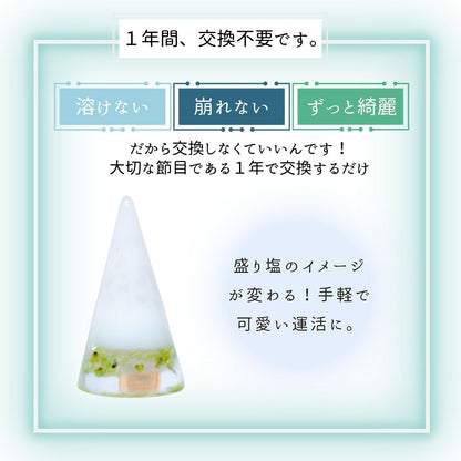 交換不要盛り塩【希望と人間関係の石】ペリドット入り｜風水・対人運・夫婦円満｜寝室・玄関・リビングに｜明るさをもたらす光の天然石
