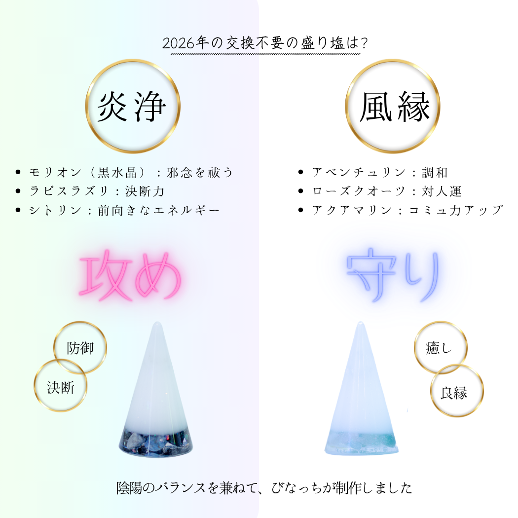 2026年 おしゃれ 交換不要 盛り塩 円錐 ゴールド入り 風水 オルゴナイト 浄化 インテリア 開運 金運アップ 玄関 リビング 置物 ＼ 3個セット 2個セット 選べる 盛り塩 ／ ギフト プレゼント お守り