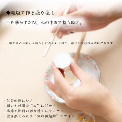 交換不要 盛り塩 セット 八角皿 風水オルゴナイト 粗塩100g 固め器 布袋付き 初めてでも作れる 開運 厄除け 玄関 置物 ギフト 風水 水晶