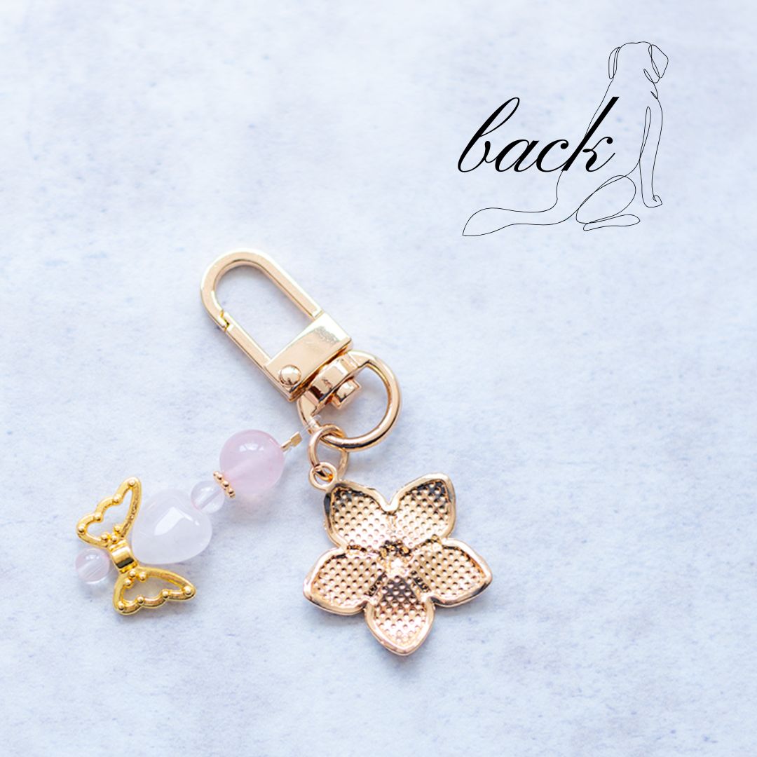 桜フラワー×蝶モチーフ♡ローズクオーツのスマホアクセサリー｜Happy Dollシリーズ｜恋愛運・癒し・女性らしさUP【開運チャーム】