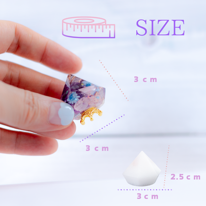 選べる天然石 ミニダイヤ型オルゴナイト 交換しない盛り塩 セット ローズクオーツ入り 風水 開運 インテリア お守り 浄化 玄関 寝室 デスク プレゼント ギフト 女性 びなっち BENACHI