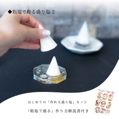 交換不要 盛り塩 セット 八角皿 風水オルゴナイト 粗塩100g 固め器 布袋付き 初めてでも作れる 開運 厄除け 玄関 置物 ギフト 風水 水晶