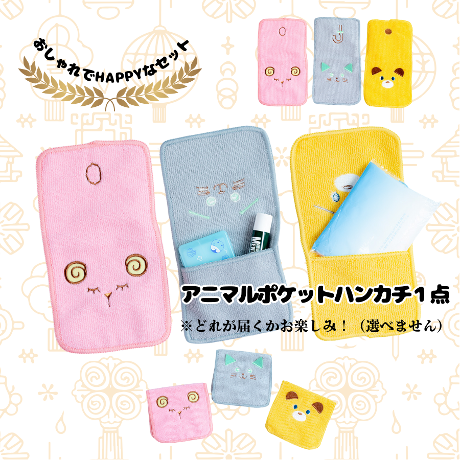 【開運HAPPYバッグ｜福袋】幸せを呼ぶHAPPYセット8点｜肩掛けサコッシュ＆大人気交換不要盛り塩4種＆八角皿＆ラピスラズリチャーム＆アニマルポケットハンカチ