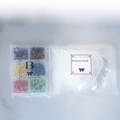 天然石 さざれ石 セット シリコンモールド付き 6種類 レジン 封入素材 小粒 オルゴナイト アメジスト シトリン ストロベリークォーツ タイガーアイ ラピスラズリ アベンチュリン ハンドメイド 風水