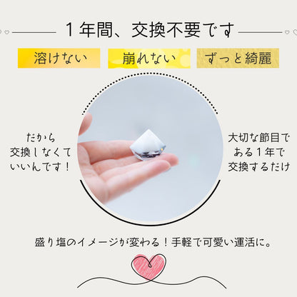 【交換不要 盛り塩 豪華4点セット】ローズクオーツ入りヒマラヤソルト＆モリオン盛り塩＋八角皿＋円錐オルゴナイト（アメジスト入り） 開運・魔除け・浄化